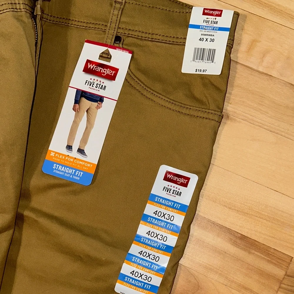 Wrangler Men's Straight Fit Khaki Pants 40x30 Set of 2 NWT